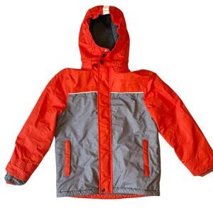 Boden Winter Snow Jacket Snowboard Ski Orange Gray Kids size 9-10